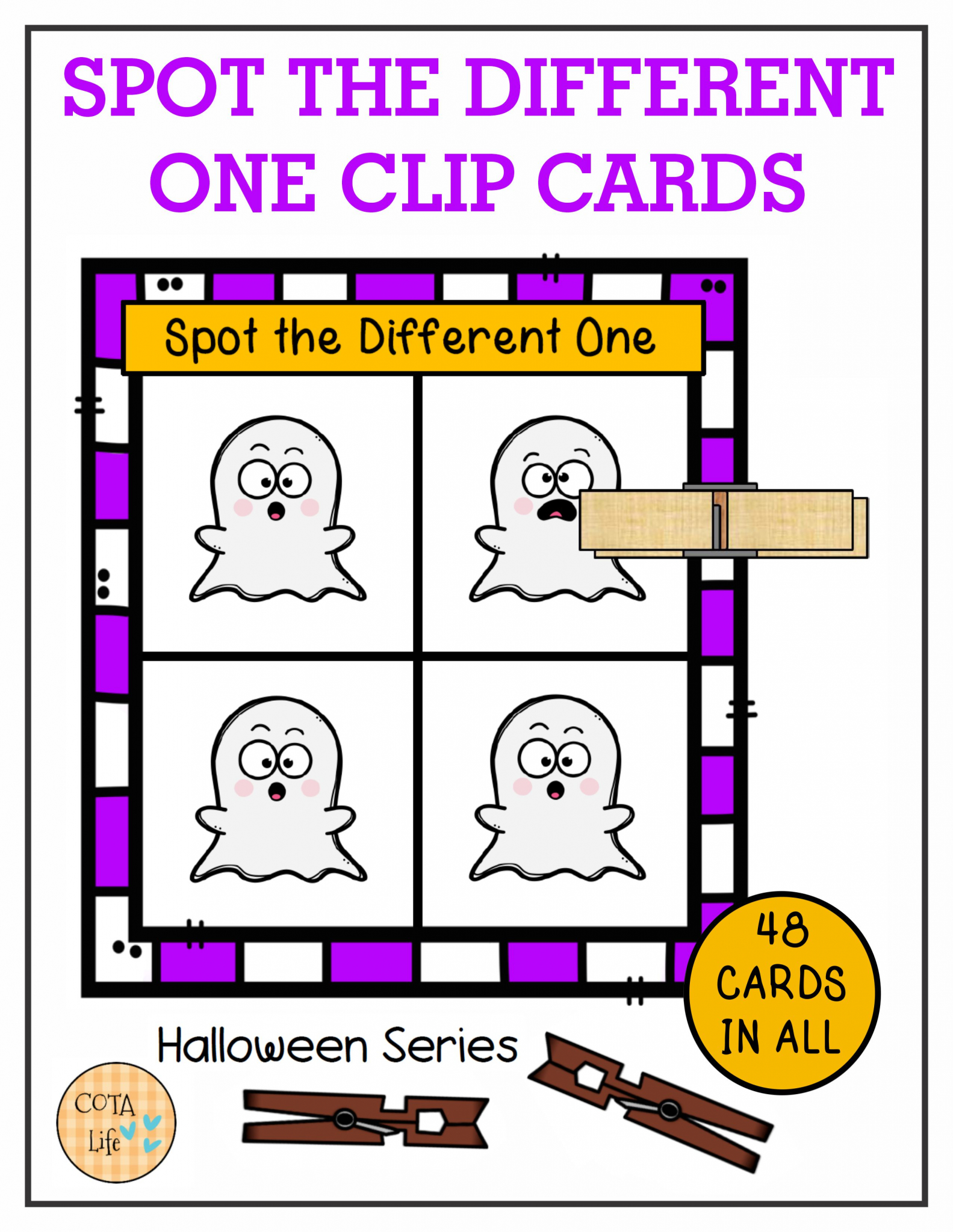 Spot the Difference Halloween Clip Cards