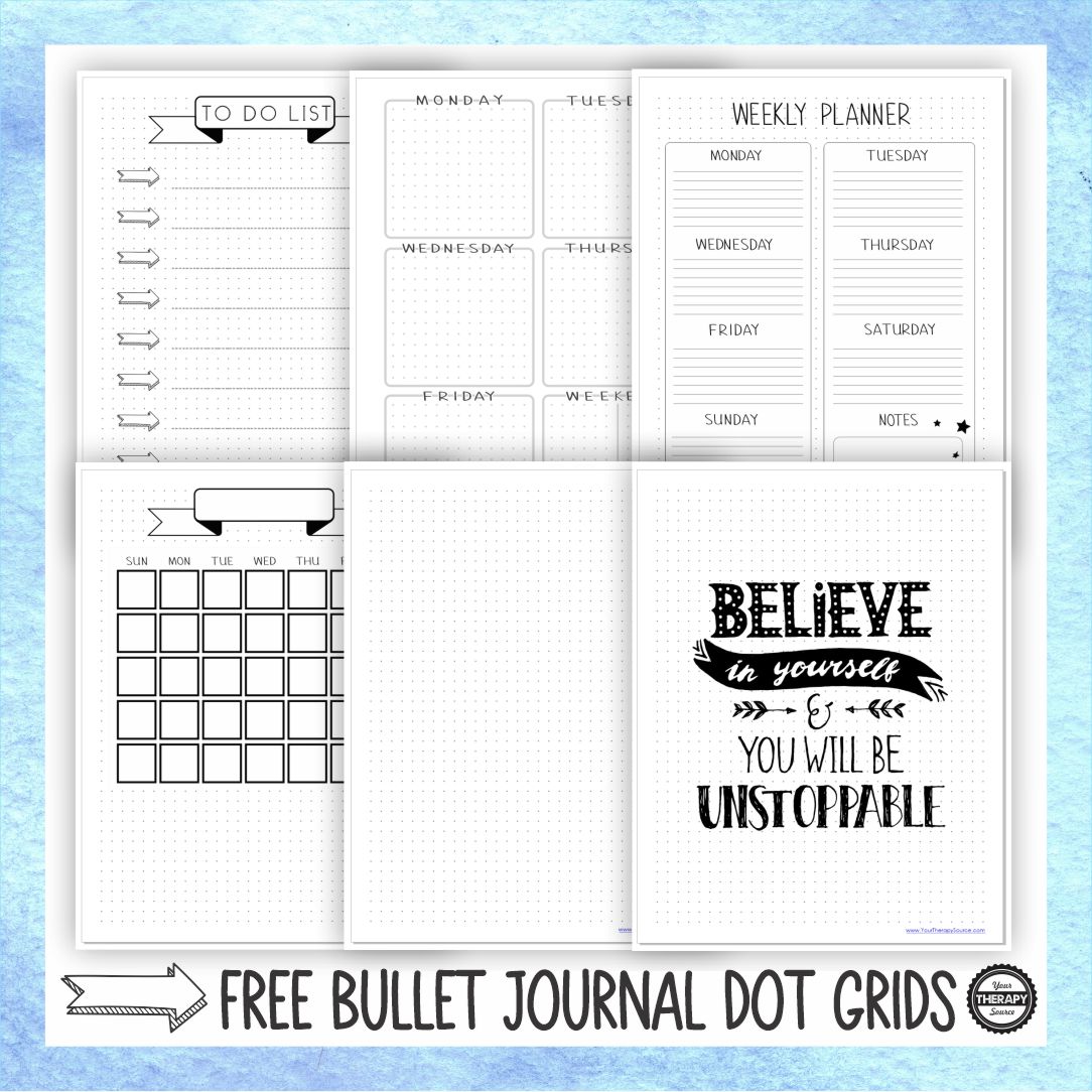You can find a bullet journal dot grid printable for free at the bottom of this blog post. Get started with bullet journaling today.