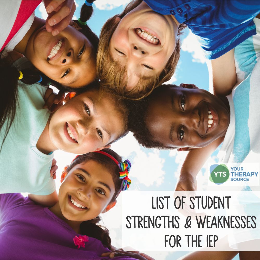 This list of student strengths and weaknesses for IEP contains a wide variety of examples. These list items are grouped into 6 categories.