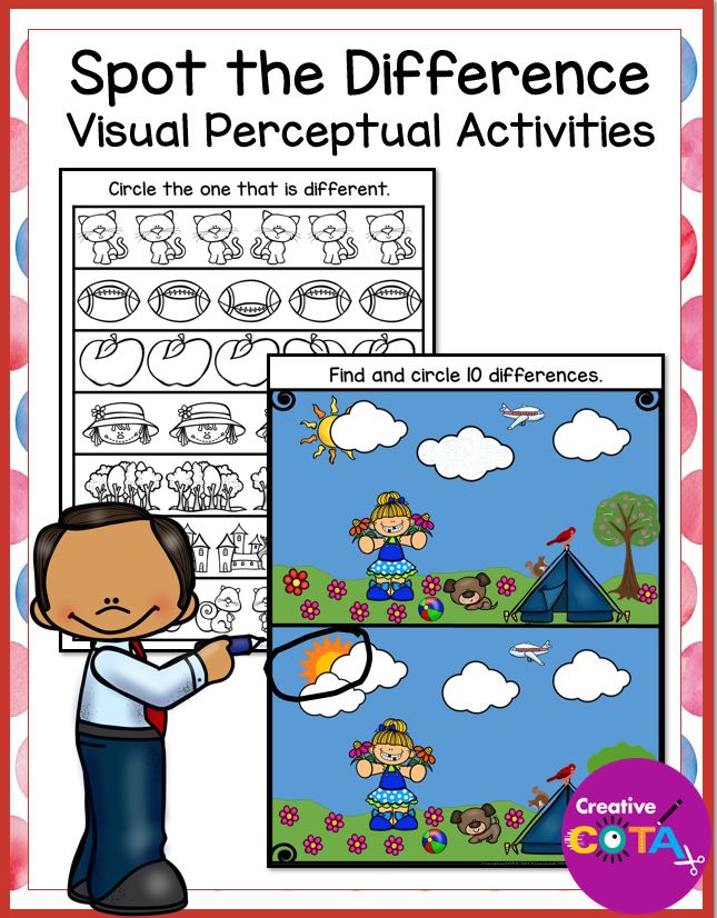 Use these fun and engaging, Seasonal spot-the-difference, visual perceptual activities to help your students with reading and writing skills. 