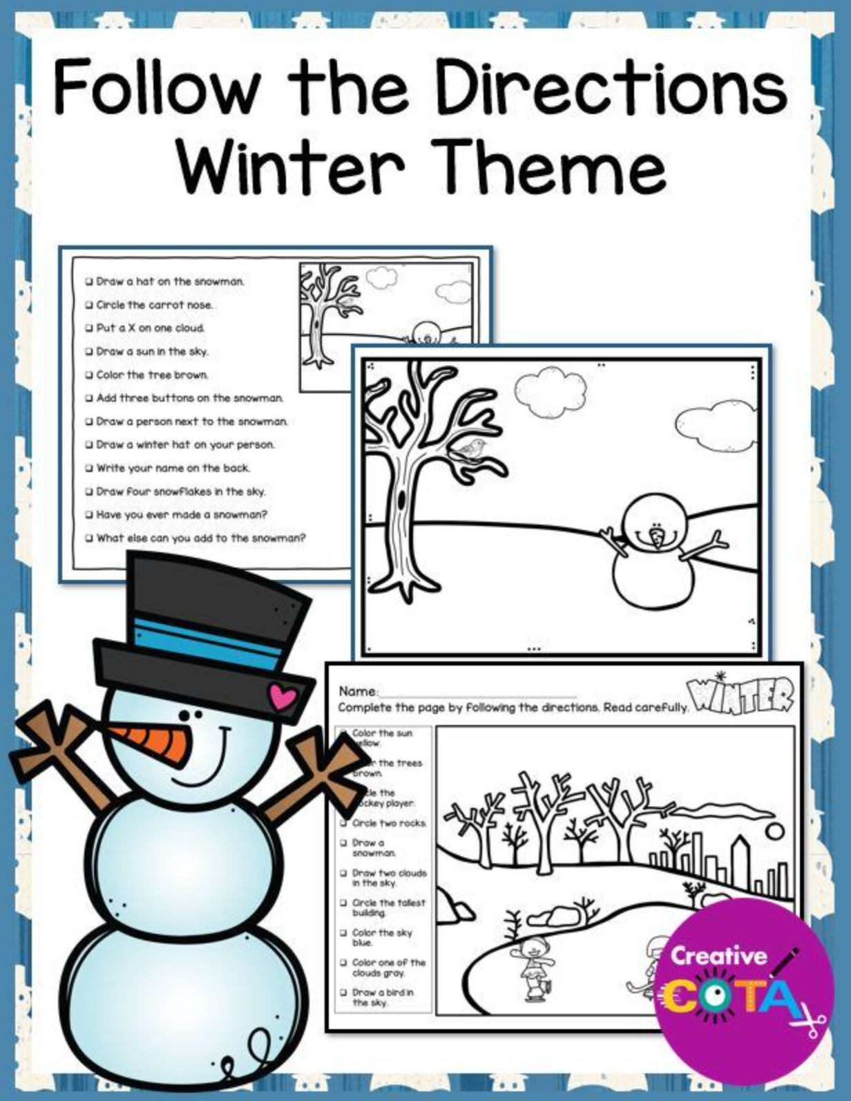 The Winter Following Directions Activity is a great NO PREP packet to help students work on listening skills, fine motor skills, and reading.