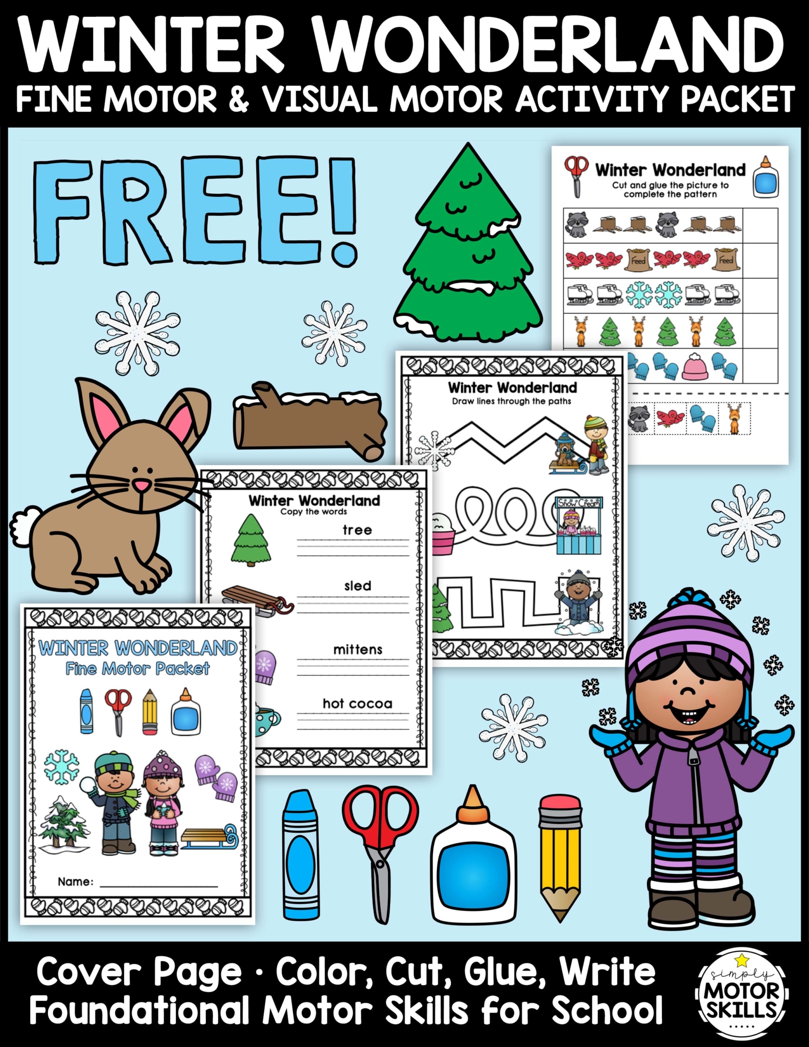 Need some FREE Winter fine motor PDF activities for kindergarten and older students? Download it for free from YourTherapySource.