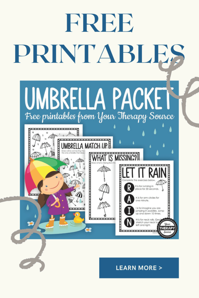 This FREE no-prep, umbrella coloring page packet is perfect to entertain the kids for a few minutes on a rainy day.