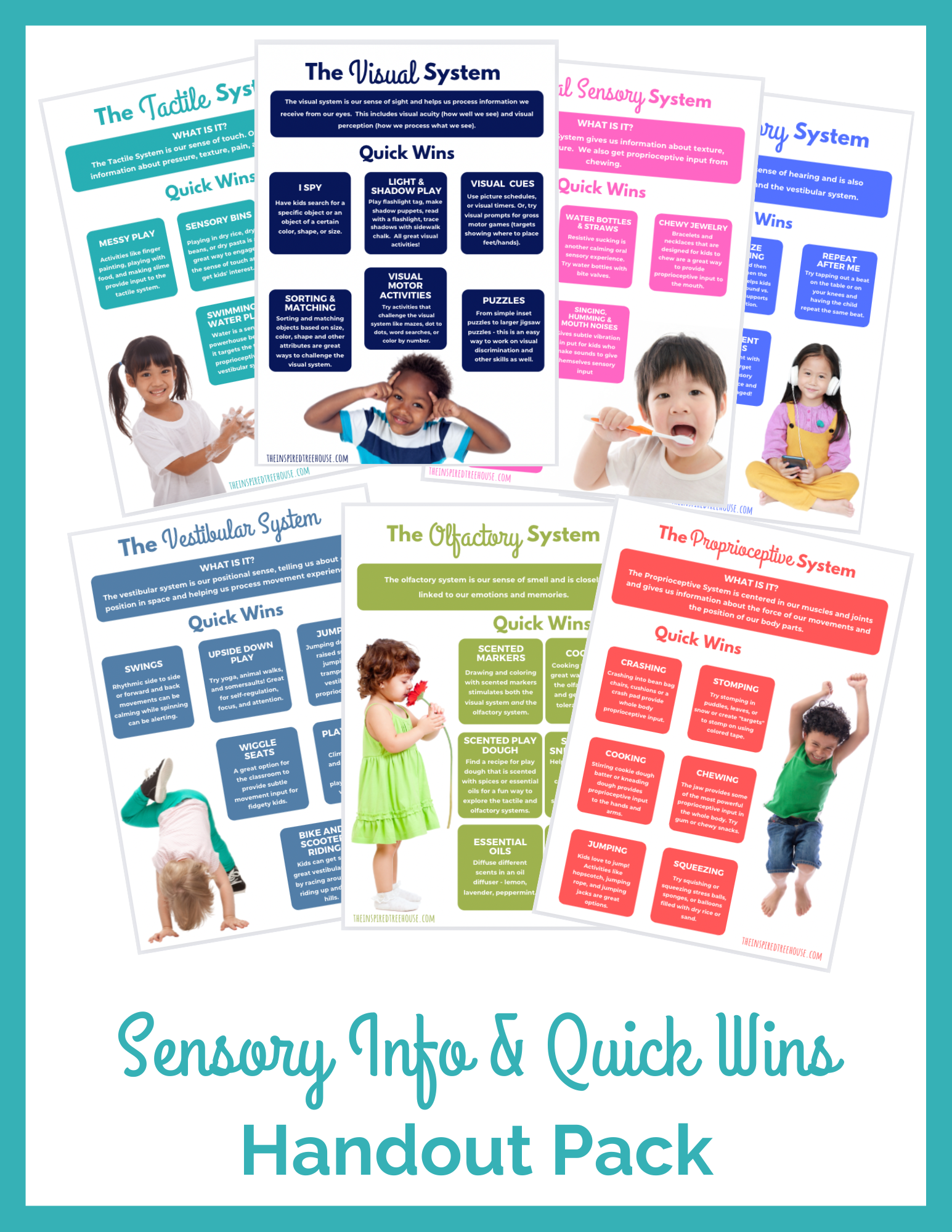 These sensory processing resources, Sensory Processing Info & Quick Wins Handouts, are easy to use to educate parents and teachers.