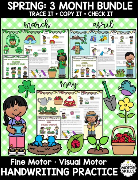 This SPRING Handwriting Bundle includes no-prep practice for March, April and May. The PDF worksheets will save you valuable prep time.