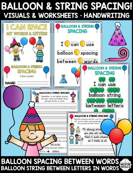 I Can Space Letters and Words - Handwriting Bundle Balloon & String Spacing Packets - Introducing… BALLOON & STRING Spacing!