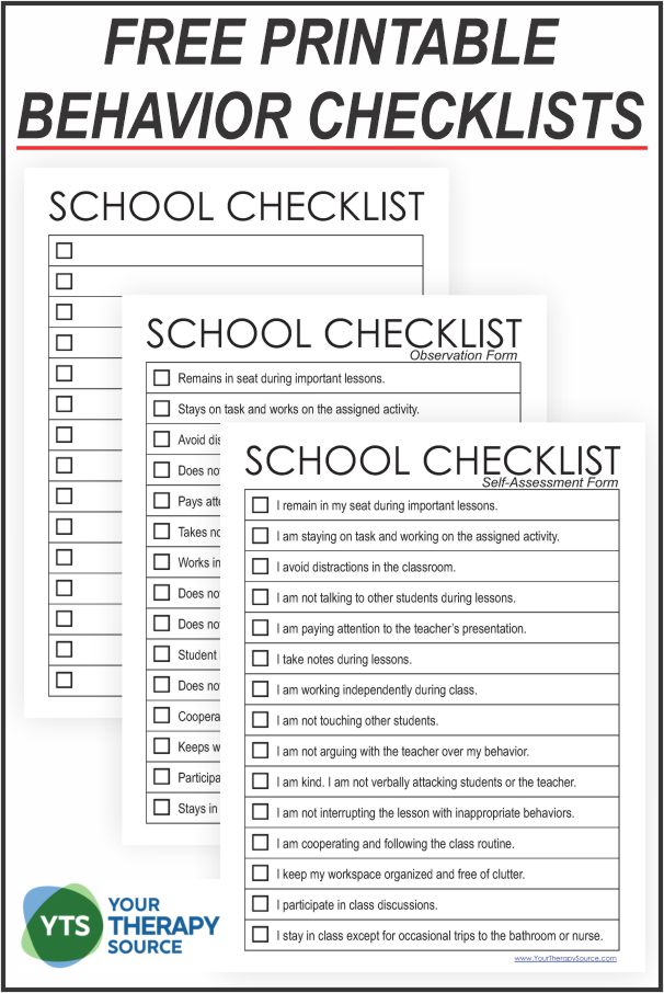 Behavior Checklist for Students PDF Free