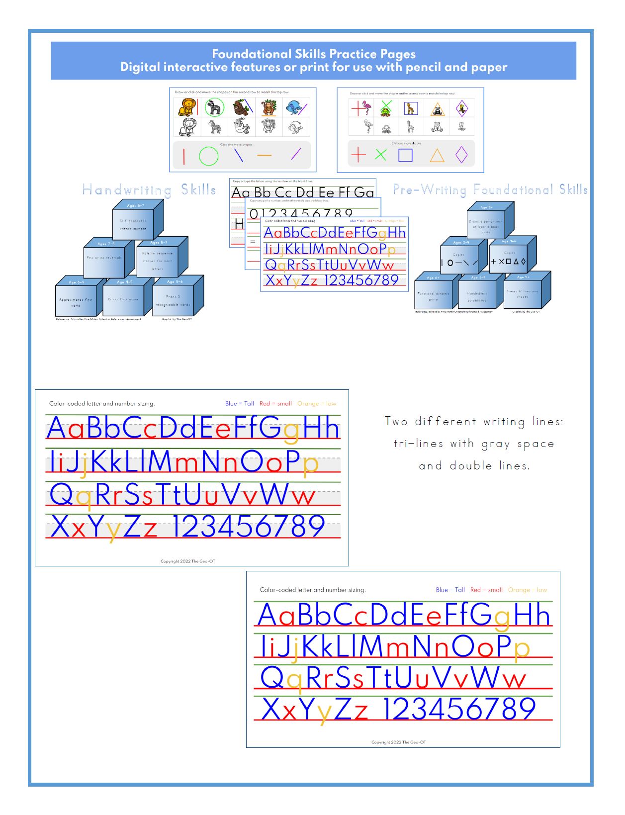 This Foundational Skills Practice Slide Deck will help your students work on prewriting lines, letter sizing and keyboarding.
