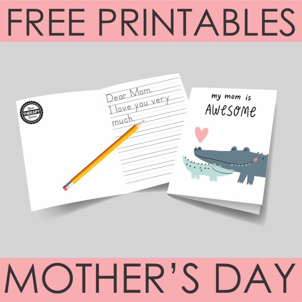 Check out this FREE printable packet of Mother's Day card ideas for kids at the bottom of the post from Your Therapy Source