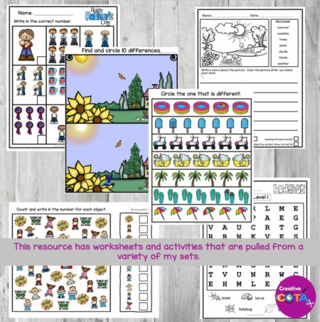 This is a June variety pack of worksheets and activities for your occupational therapy sessions and they will also work with all students.