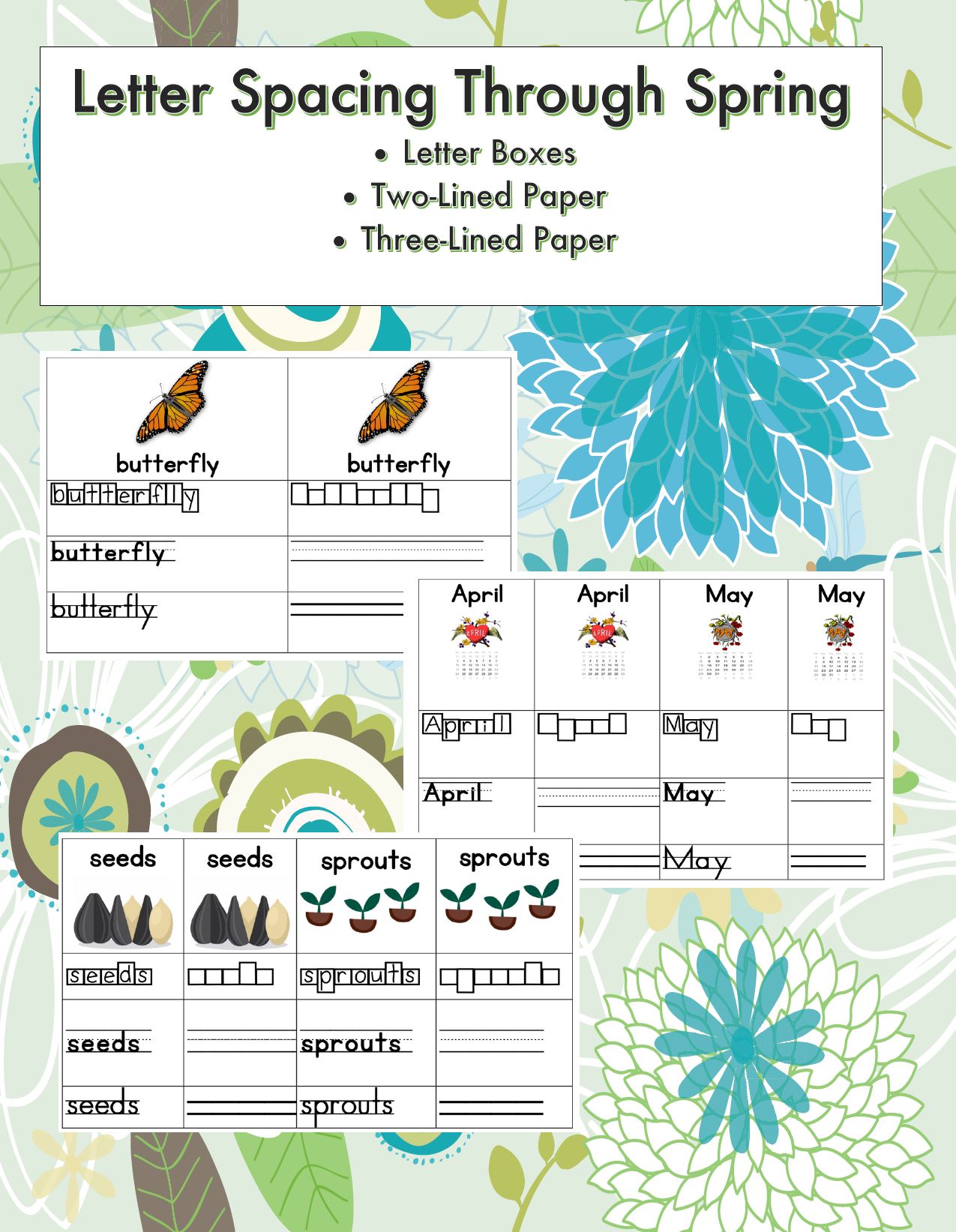 Created by an OT, this colorful, Spring Letter Spacing includes letter formation, letter spacing, and letter sizing practice for Spring.