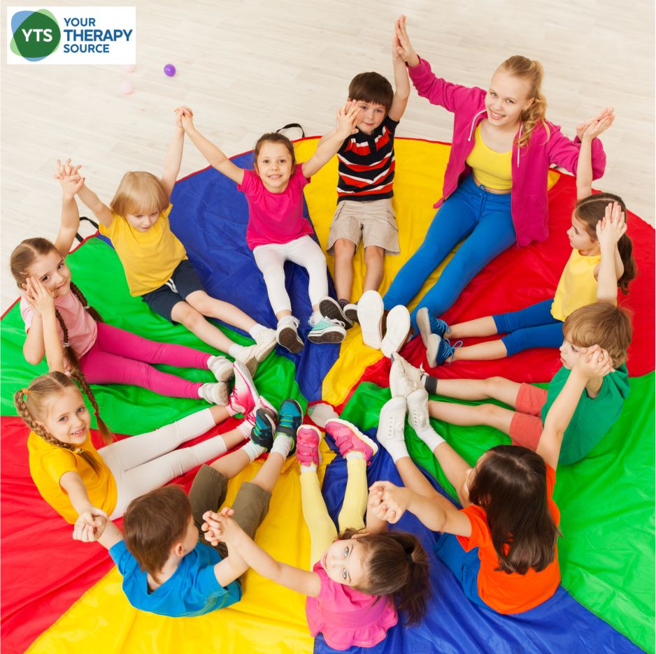 Parachute activities and games for preschoolers - Benefits and skills are discussed as well as some really great parachute game ideas.
