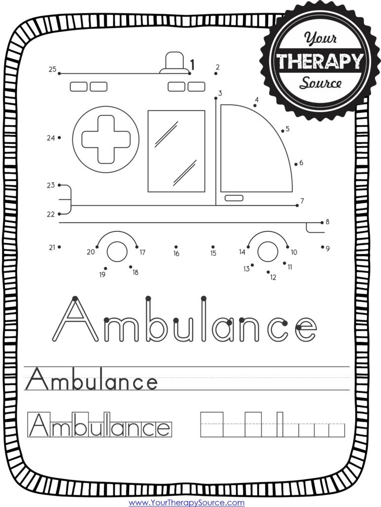 This Transportation Dot to Dot free PDF includes three fun visual motor challenges and handwriting practice! From Your Therapy Source