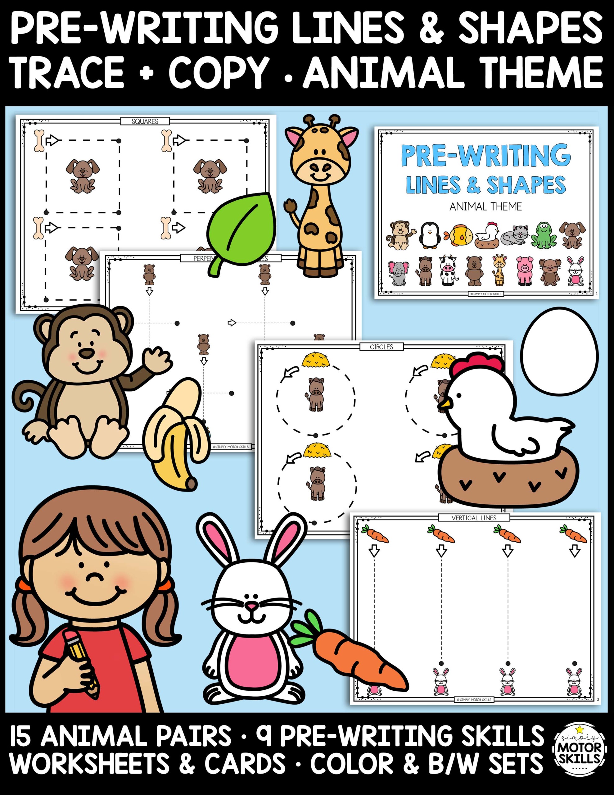 Animal Prewriting Worksheets