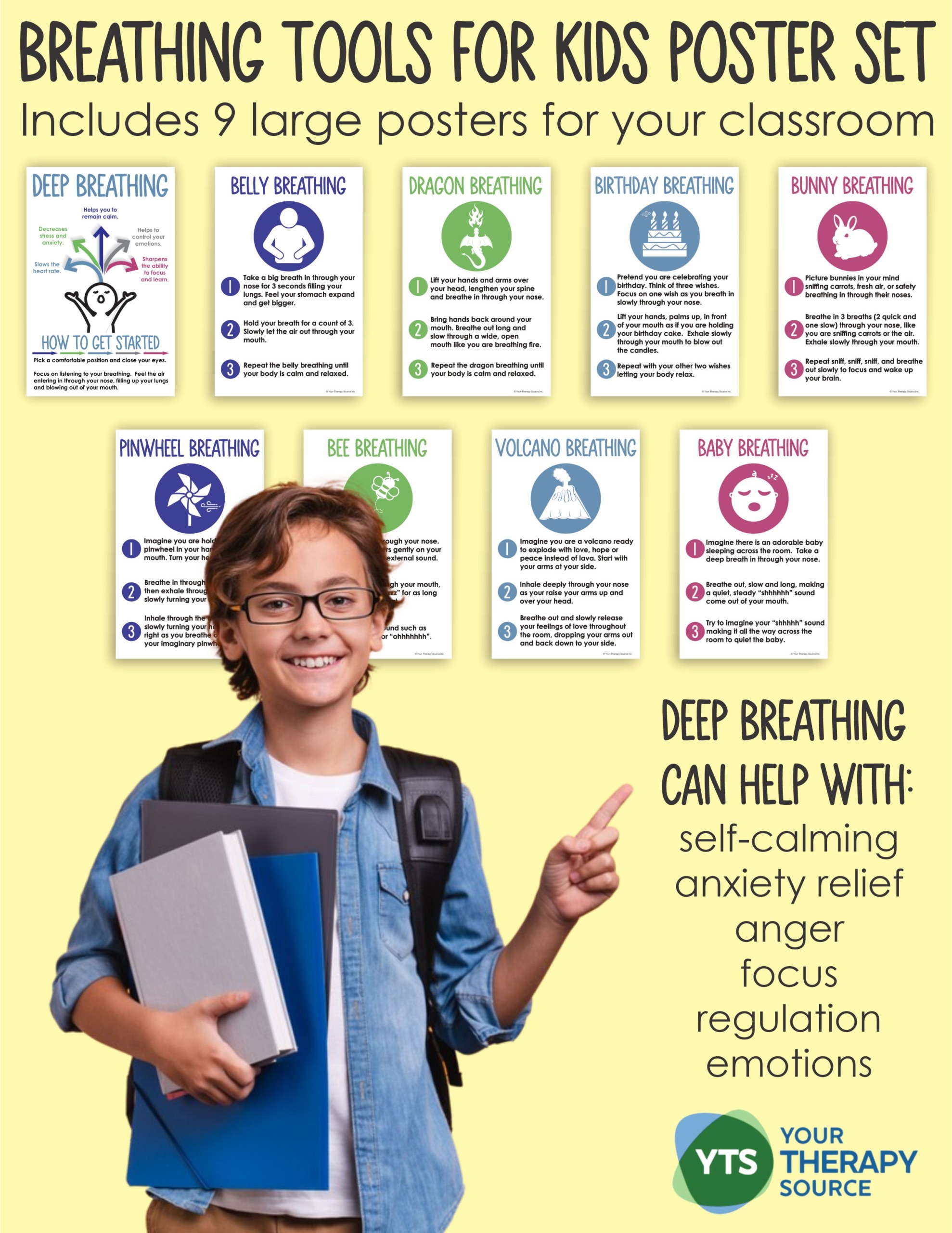 Breathing Tools for Kids Posters