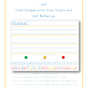 This Adaptive Handwriting Paper with Self Reflection and Color-Coded Letter Strip Visuals includes ready-to-go templates to practice handwriting.