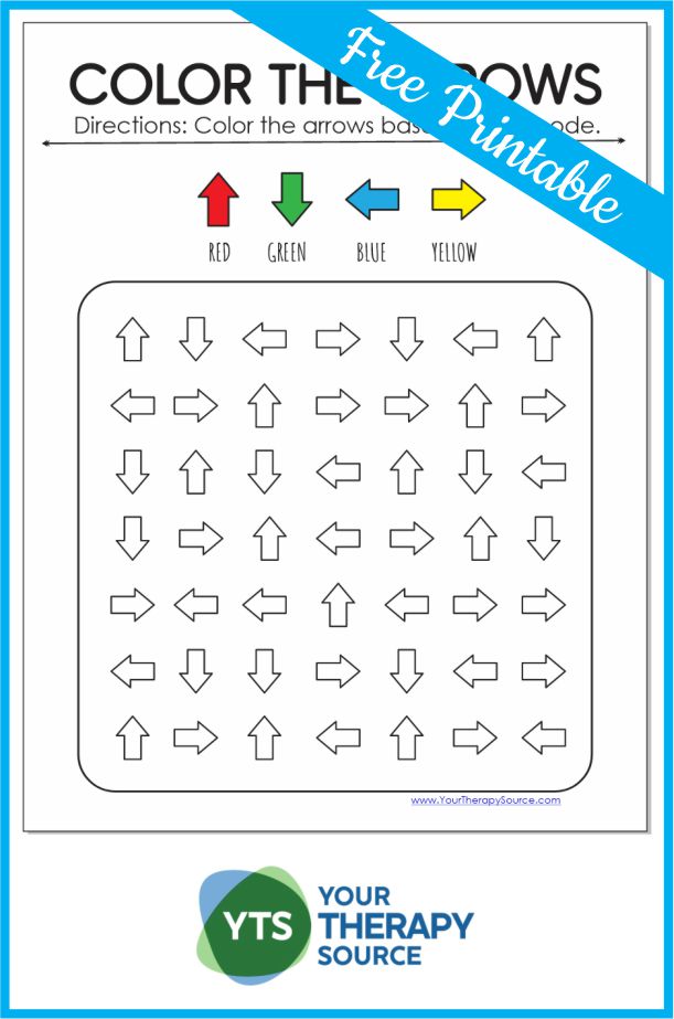 Color the Arrows PDF worksheet freebie