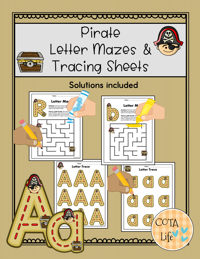 These fun Pirate Worksheets will help your students with letter recognition, letter writing, and visual-motor skills.