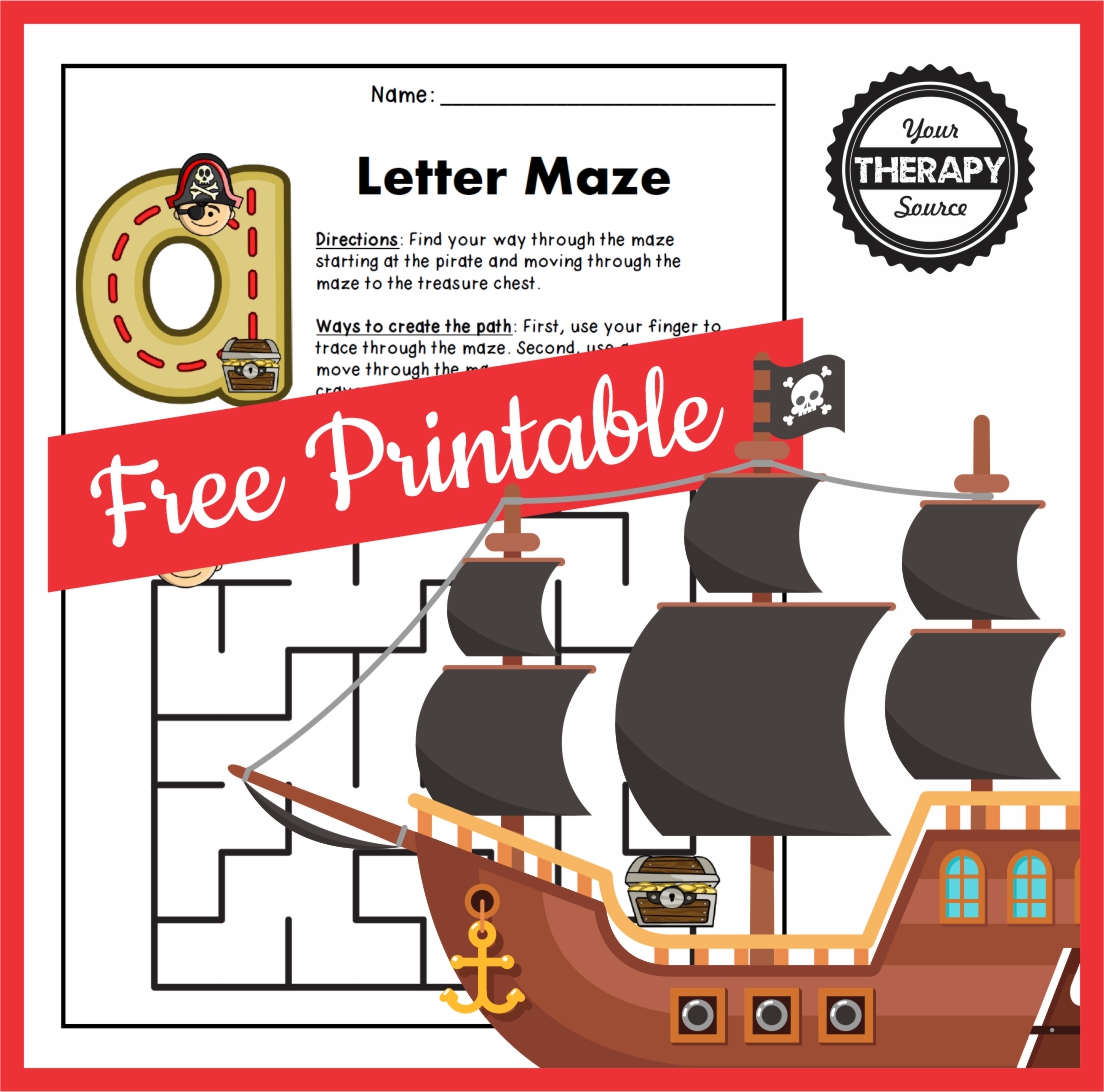 Pirate Tracing Worksheets PDF free