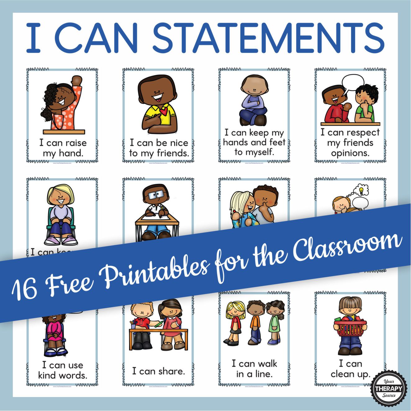 This free resource PDF includes 16 I Can Statements Poster Pack for your class to be used for visual displays around the room.