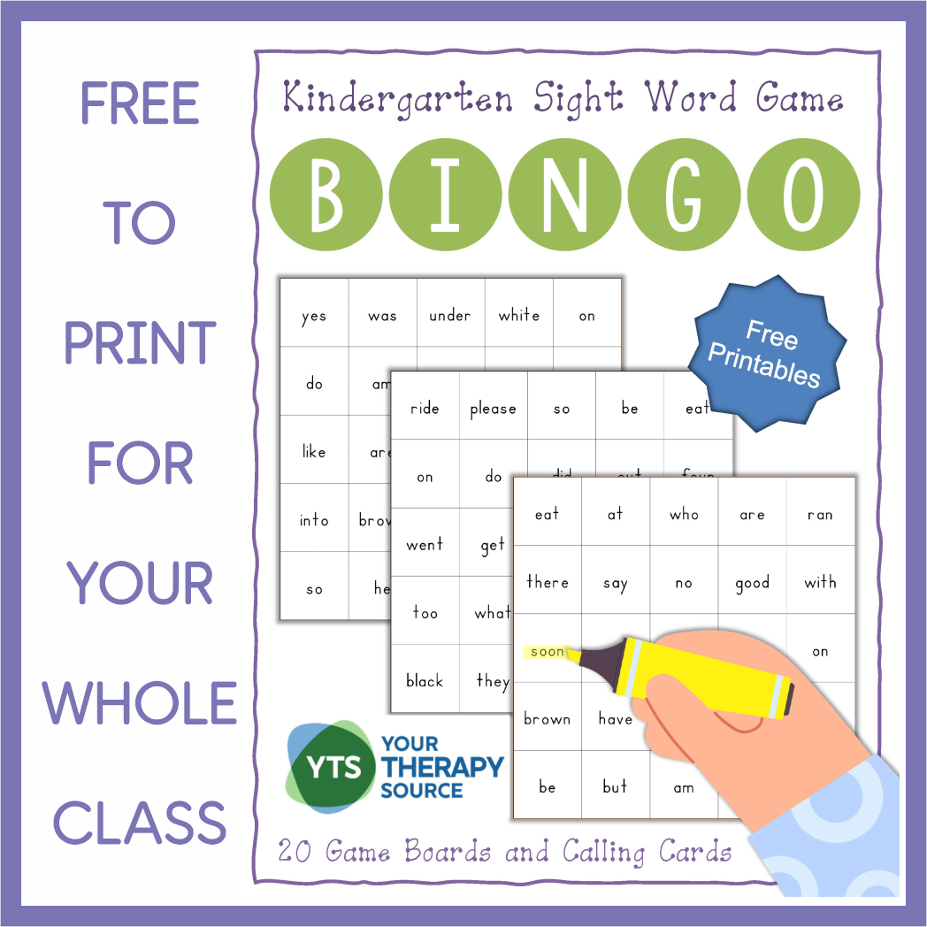 Kindergarten Sight Word Bingo FREE Printable
