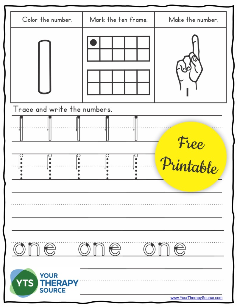 Number Tracing Worksheets PDF FREE from Your Therapy Source
