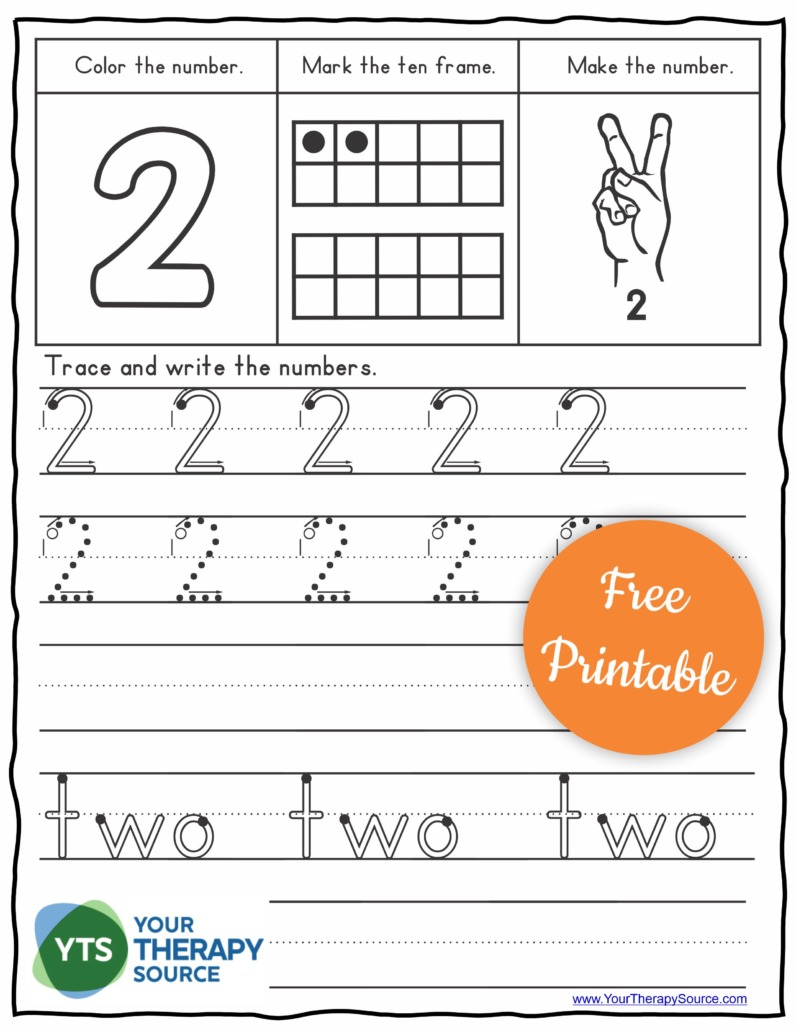 Number Tracing Worksheets PDF FREE from Your Therapy Source