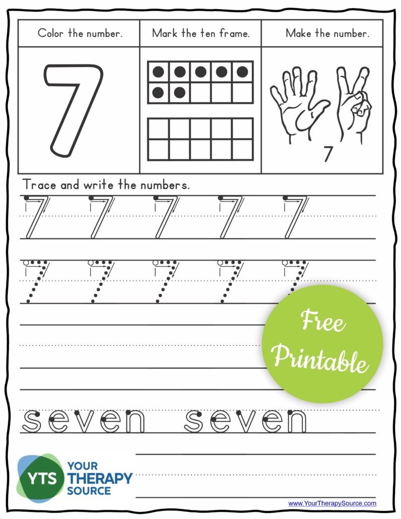 Number Tracing Worksheets PDF FREE from Your Therapy Source