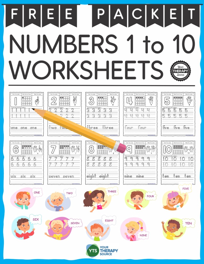 Number Tracing Worksheets PDF FREE from Your Therapy Source