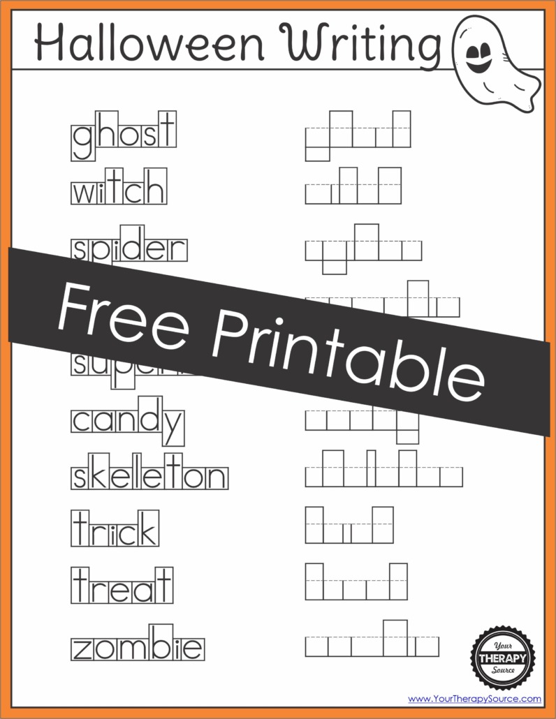 Halloween Word List Printable FREE from Your Therapy Source