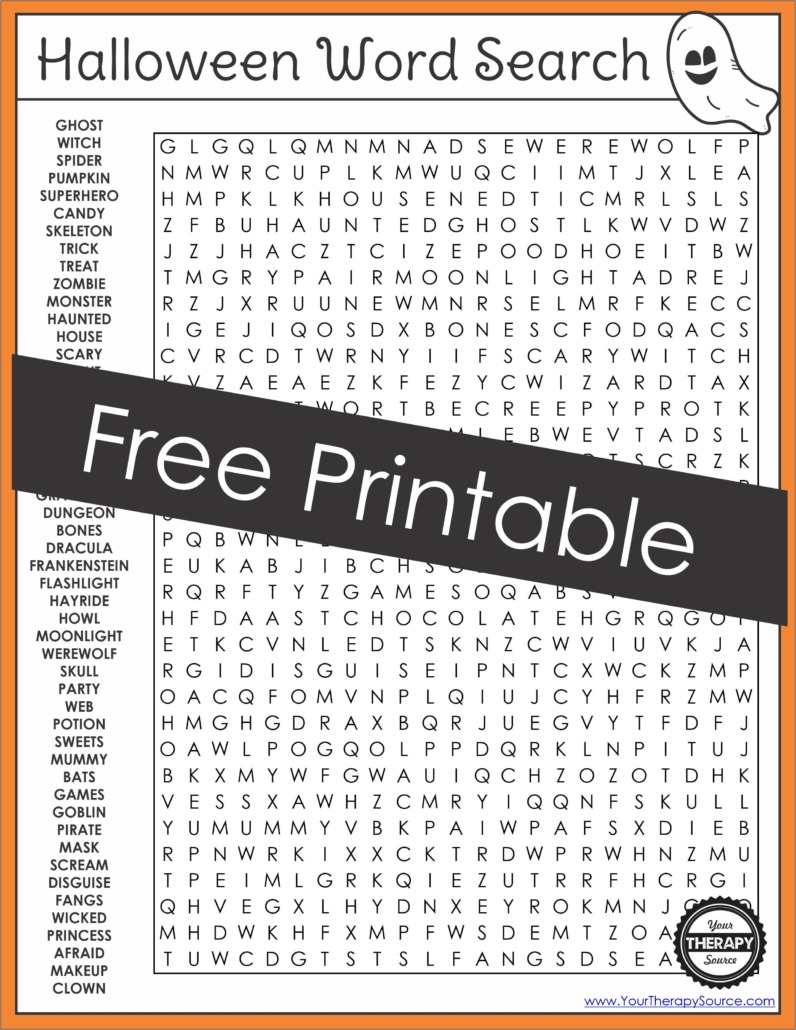 Halloween Word List Printable FREE from Your Therapy Source