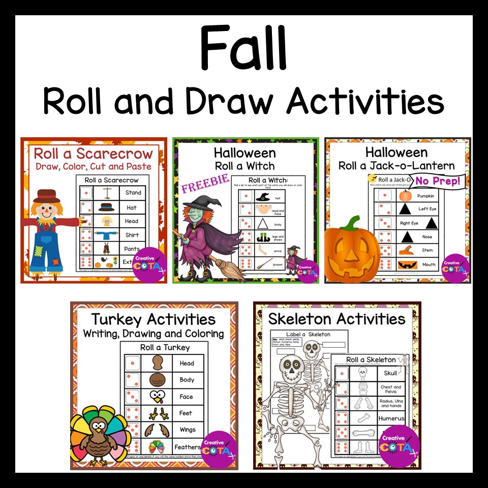 Use these fun Fall Roll and Draw visual perception activities to help your students improve their drawing, coloring, writing and planning skills.