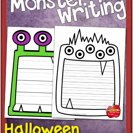 No prep Monster Writing Paper printables for handwriting practice that can be used as a Halloween alternative or with Halloween.