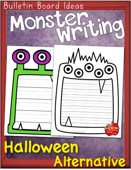 No prep Monster Writing Paper printables for handwriting practice that can be used as a Halloween alternative or with Halloween.