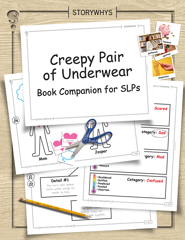 This Creepy Pair of Underwear Book Companion for Speech-Language Pathologists book companion is for sessions with students in the upper elementary grades. 
