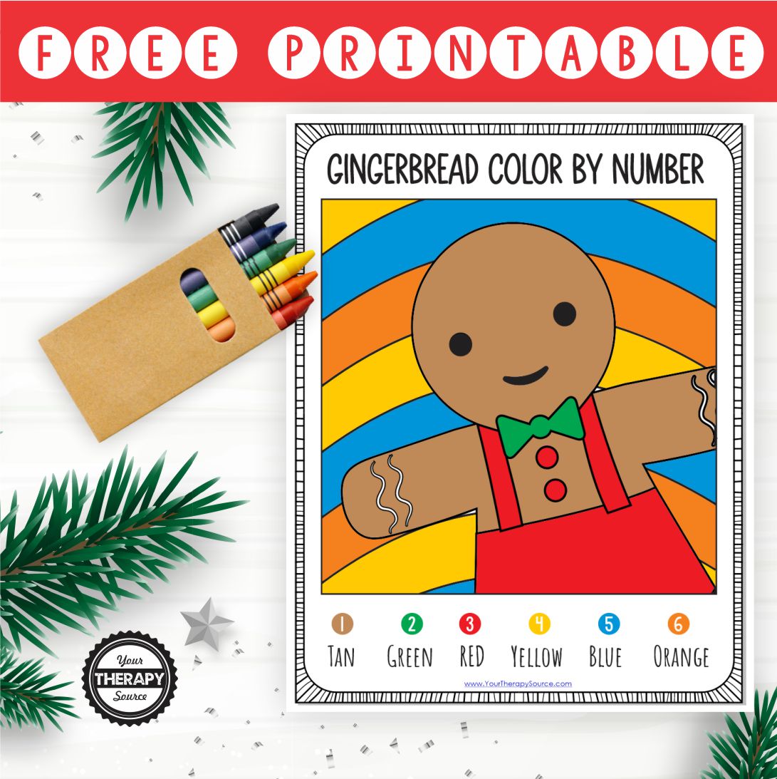 Gingerbread Color By Number FREE PDF from Your Therapy Source