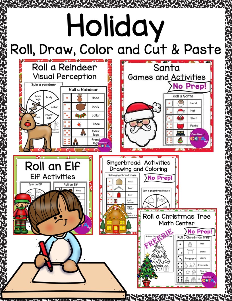 Help your students develop important visual perceptual and fine motor skills with these fun Holiday Roll and Draw activities.