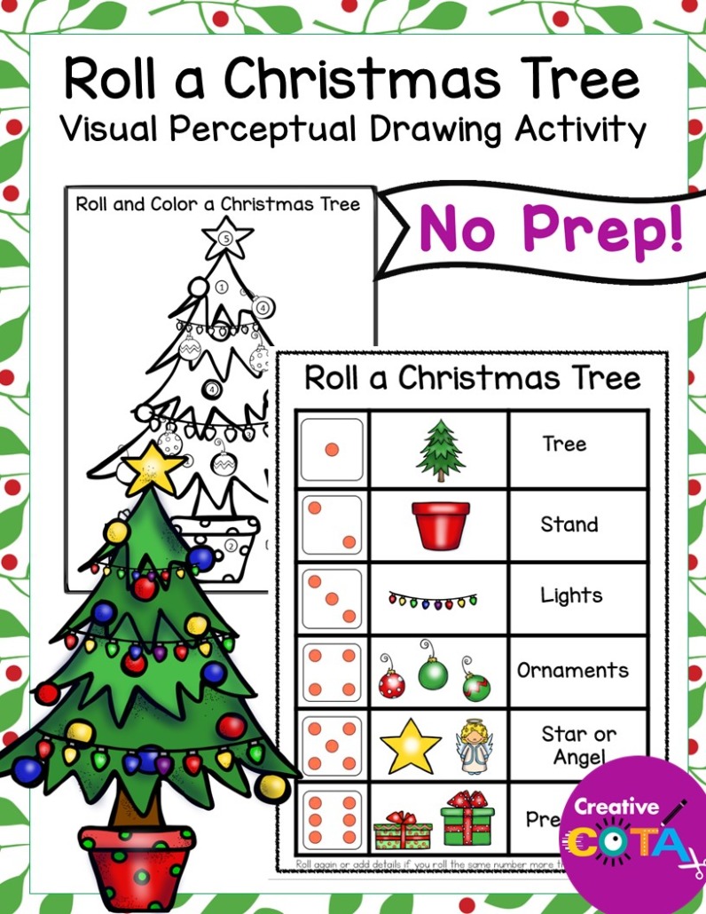 This Roll a Christmas Tree PDF is a great way to practice visual perceptual and fine motor skills, all while having some holiday fun!