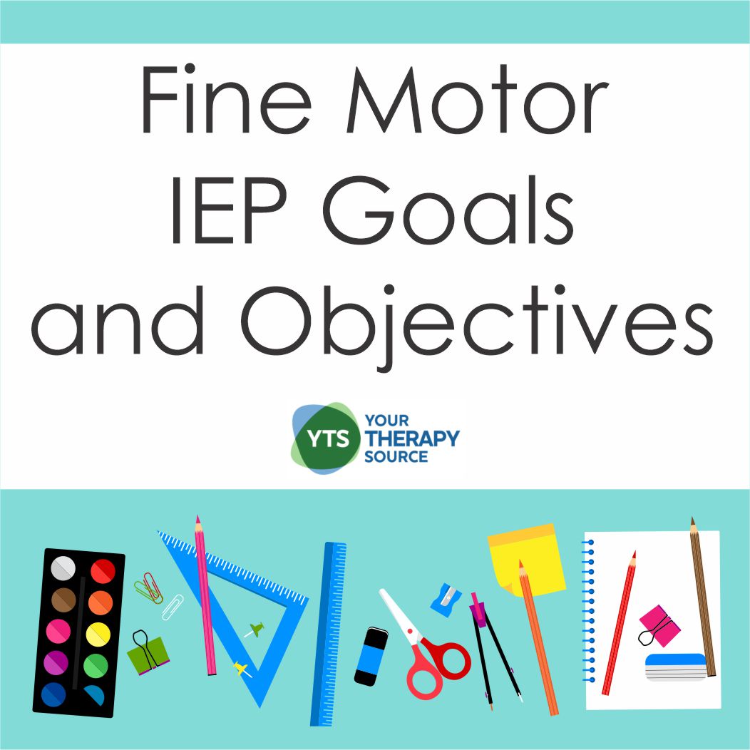 Fine motor IEP goals focus on the skills needed in school. Fine motor goal examples for occupational therapists to use are provided.