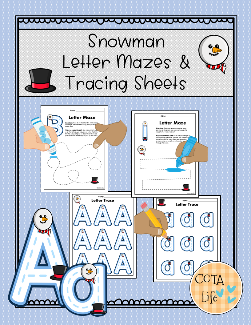 These fun Snowman Letters Tracing and Mazes packet will help your students with letter recognition, letter writing, and visual-motor skills.