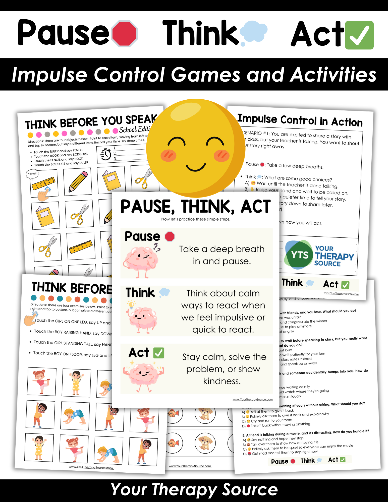 Impulse Control Workbook - Pause, Think, Act