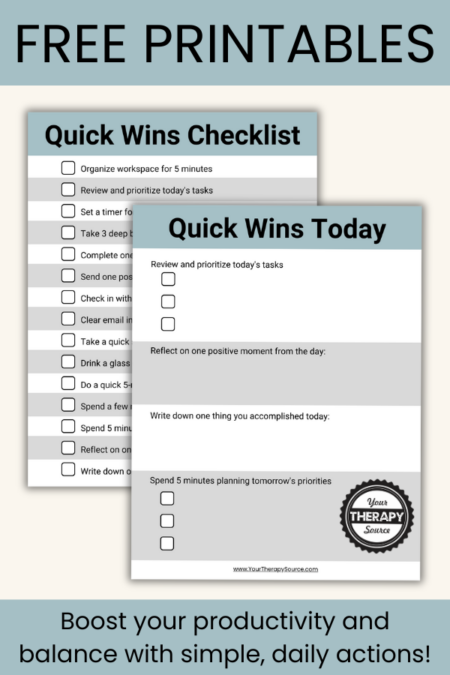 Quick Win Task List Quick Wins Checklist for School-Based Therapists – Free Printables ...