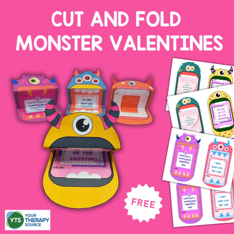 Monster Valentines - Free Cut and Fold Printables - Your Therapy Source