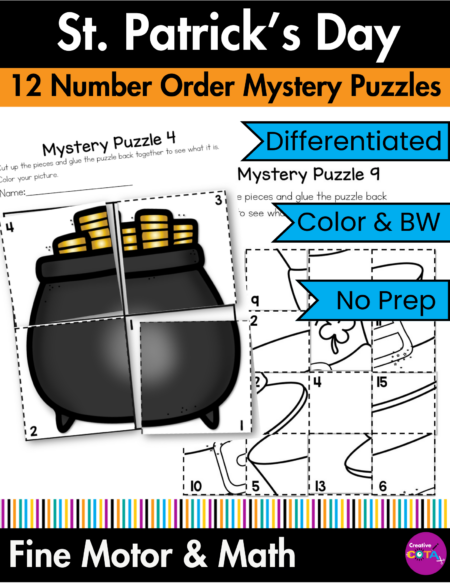 St. Patrick's Day Scissor Skills Cut and Paste Number Puzzle - Your ...