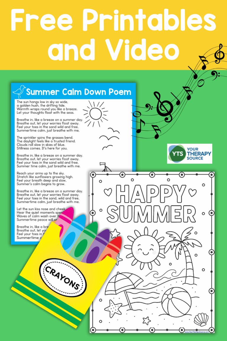 Summer Calming Song and Free Coloring Page - Your Therapy Source
