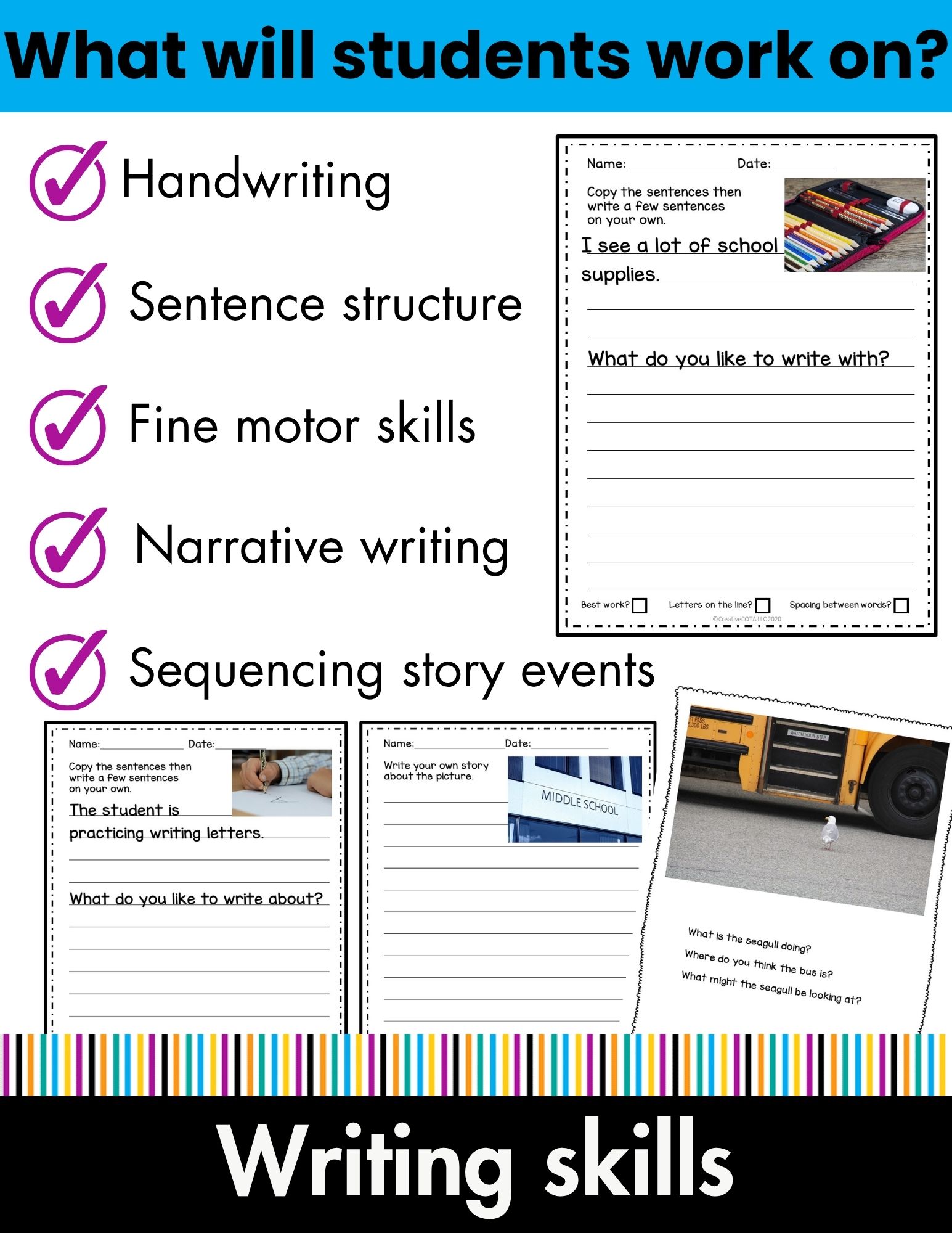 Real Picture School Theme Handwriting Prompts - Image 4