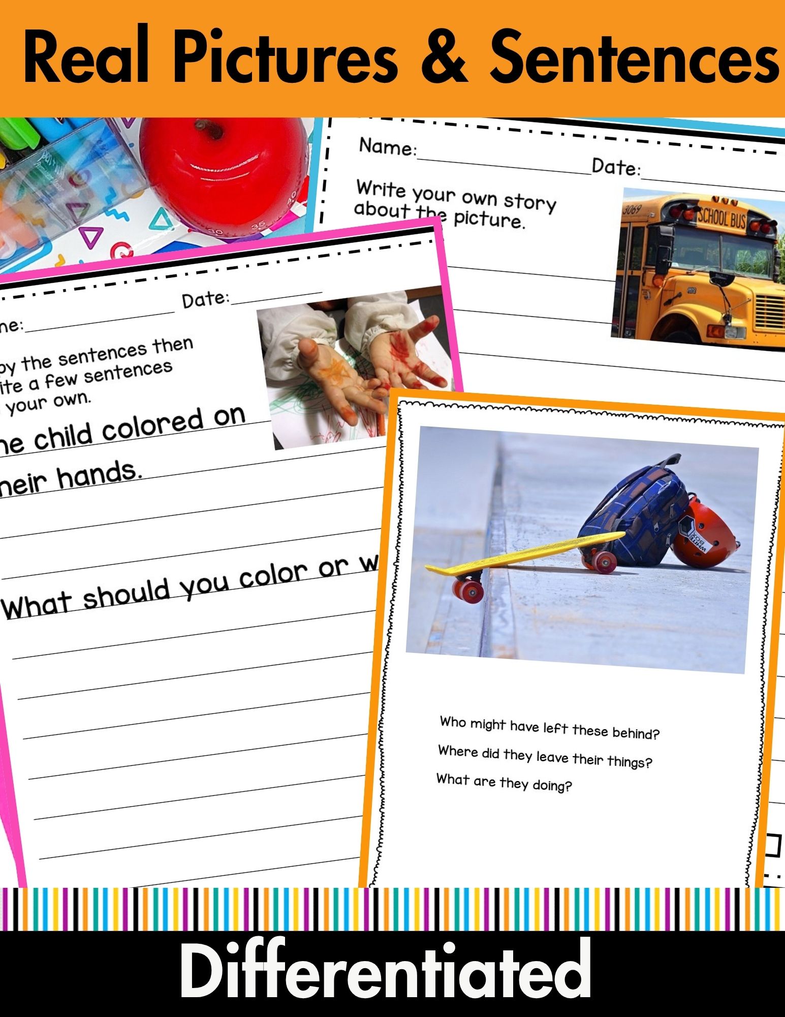 Real Picture School Theme Handwriting Prompts - Image 3