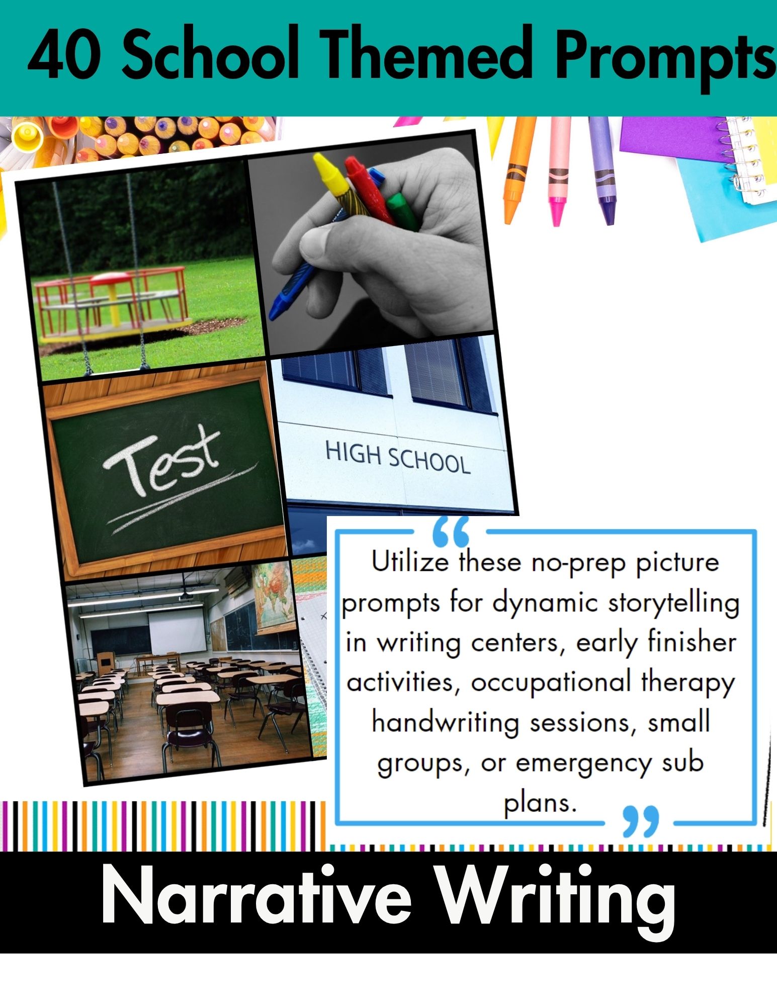 Real Picture School Theme Handwriting Prompts - Image 2