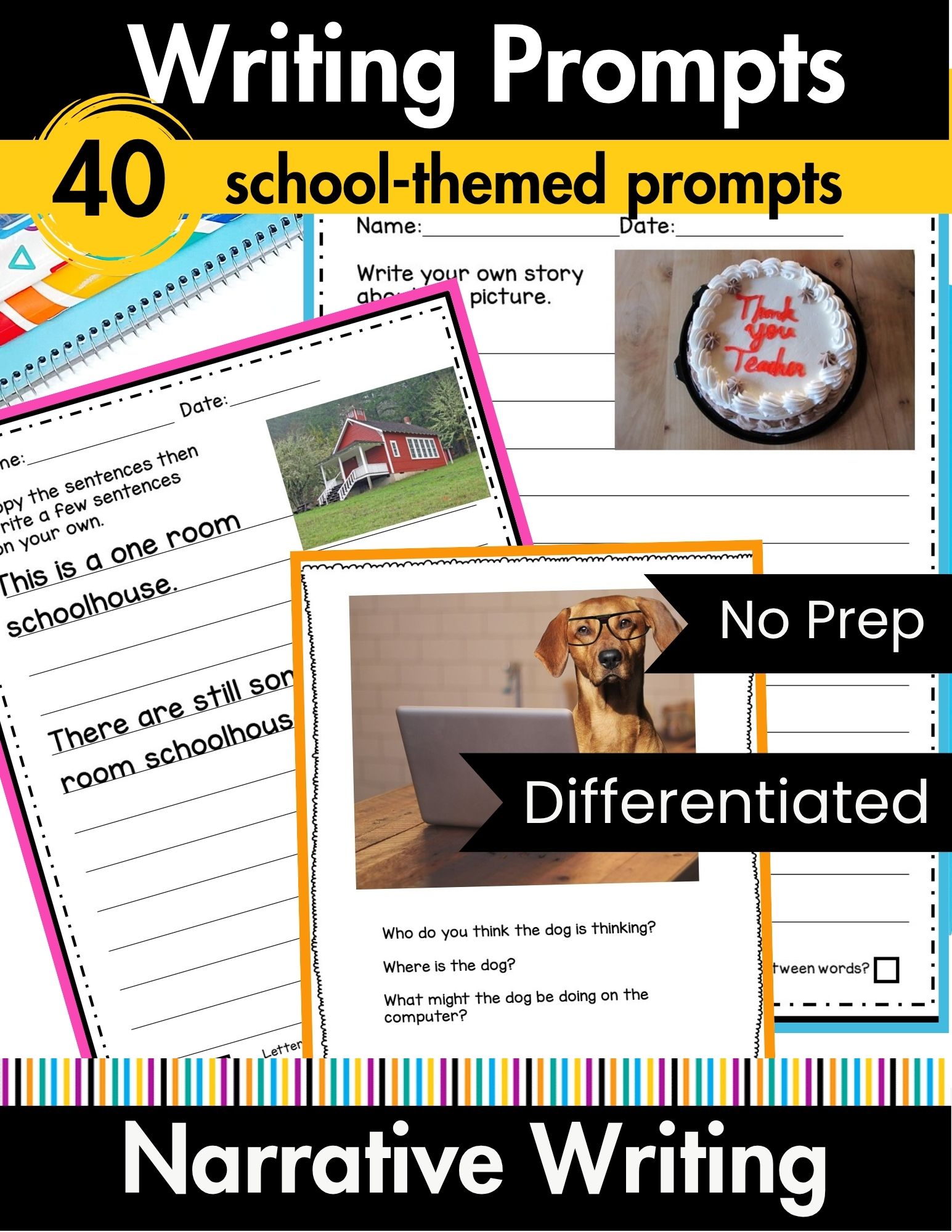 Real Picture School Theme Handwriting Prompts