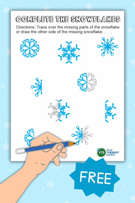 Snowflake Visual Closure Free Printable - Your Therapy Source